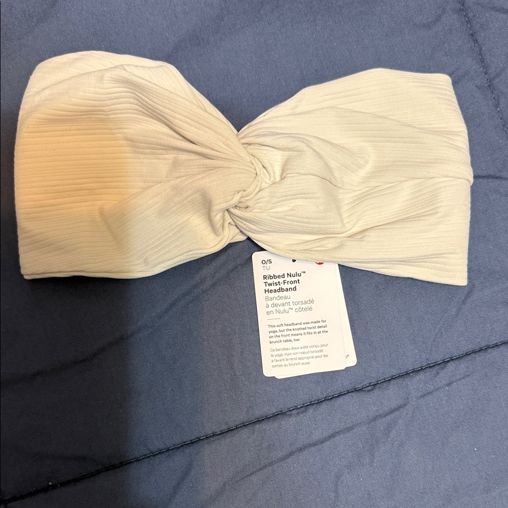 Lululemon Athletica Ribbed Twist-Front Headband in Beige